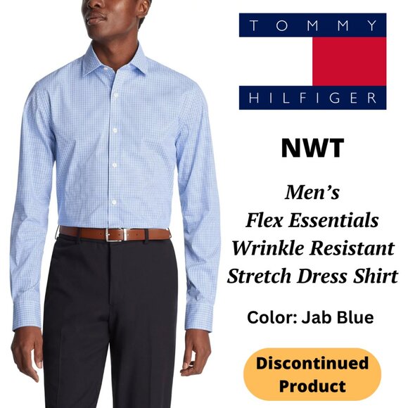 Tommy Hilfiger | Shirts | Tommy Hilfiger Nwt Flex Wrinkleresistant Stretch  Dress Shirt Jab Blue | Poshmark